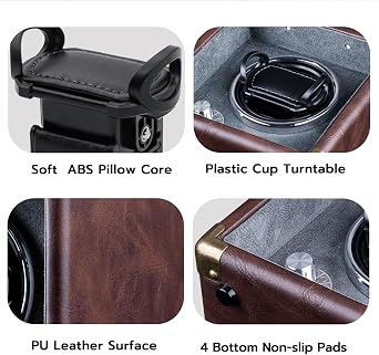 Mcbazel Automatic Watch Winder,PU Leather Automatic Single Watch Winder Turner Rotator Display Box with LED Light/Quiet Motor-[Brown]