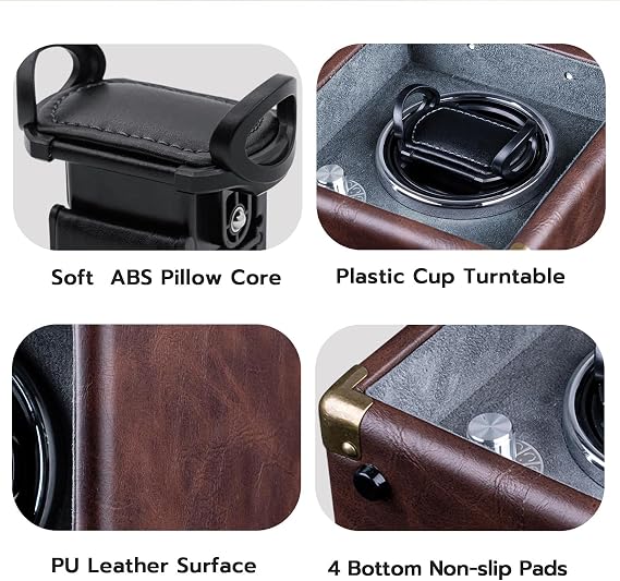 Mcbazel Automatic Watch Winder,PU Leather Automatic Single Watch Winder Turner Rotator Display Box with LED Light/Quiet Motor-[Brown]