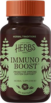 Herbs Etc. ImmunoBoost Softgels - Herbal Supplement for Immune Support - Active Lifestyles - Echinacea Angustifolia, Echinacea Purpurea & Astragalus - Gluten-Free & Organic - 60 Count 60 Servings