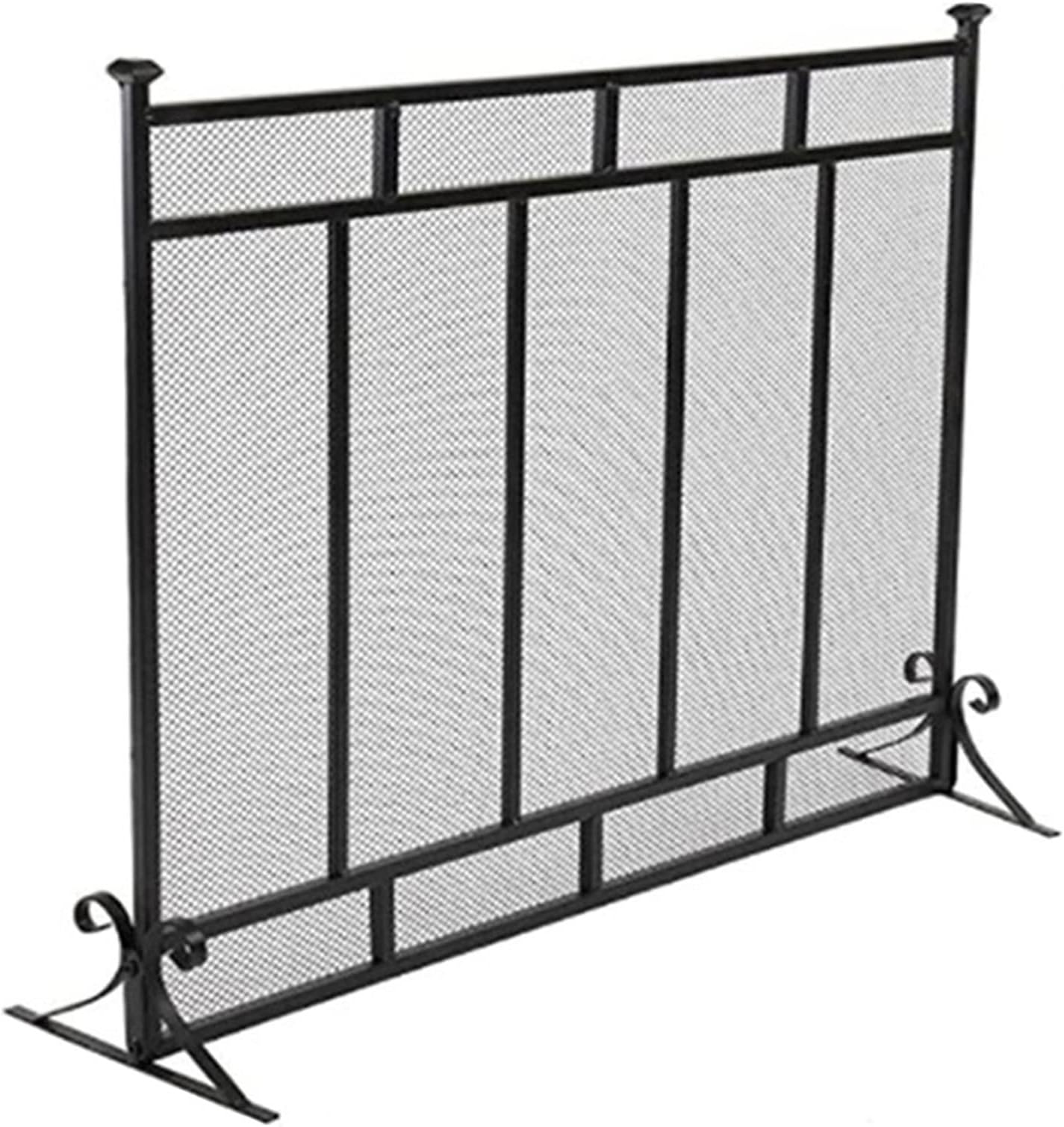 Single Panel Fireplace Screen 40 Inches Wide, Black Mesh Fire Spark Guard Gate, Wrought Iron Fireguard Tall 28/29/30/31/32/33/34/35/36 Inch (Size : 92cm/36)