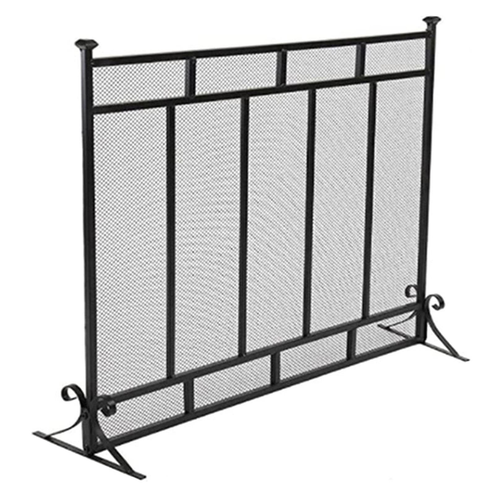Single Panel Fireplace Screen 40 Inches Wide, Black Mesh Fire Spark Guard Gate, Wrought Iron Fireguard Tall 28/29/30/31/32/33/34/35/36 Inch (Size : 92cm/36)