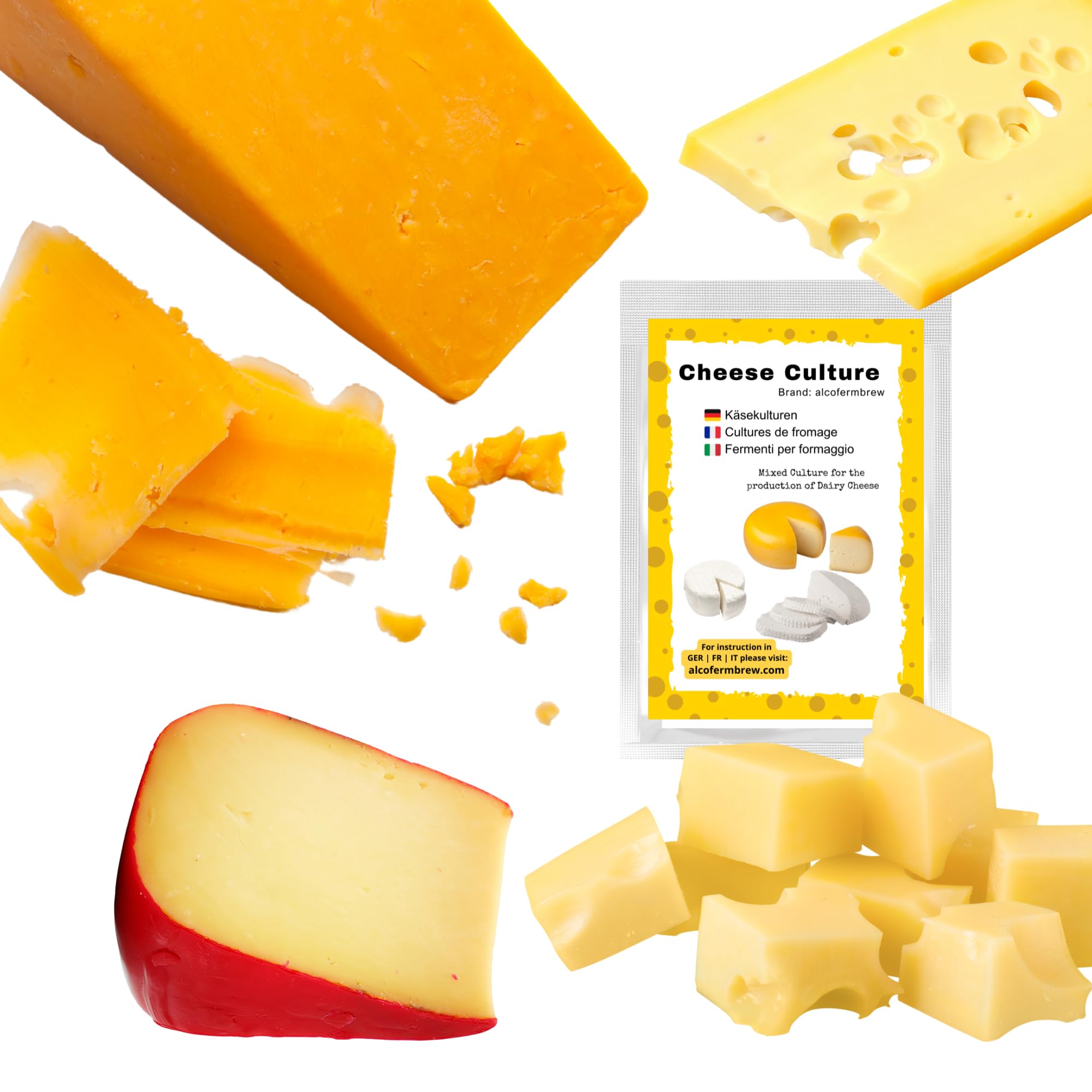 Kit para Hacer Queso – Cuajo Líquido, Cloruro de Calcio y Cultivos Bacterianos, para Leche de Vaca, Cabra y Oveja