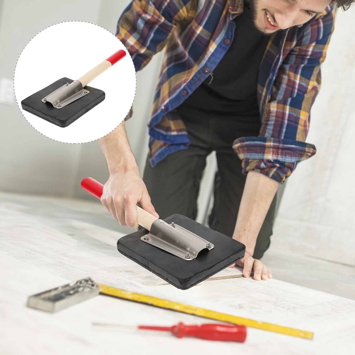 Wooden Handle Tapping Block Rubber Tool for Flooring Installation