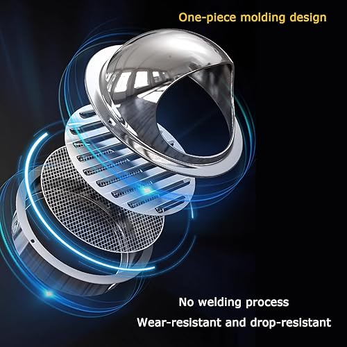 Miniatura 7 de KDDEON 304 Stainless Steel Hood Anti Downdraught Chimney Cowl,Range Hood Exhaust Pipe Chimney Rain Cap,Round Air Vent Cap,Bathroom Exterior Wall Air