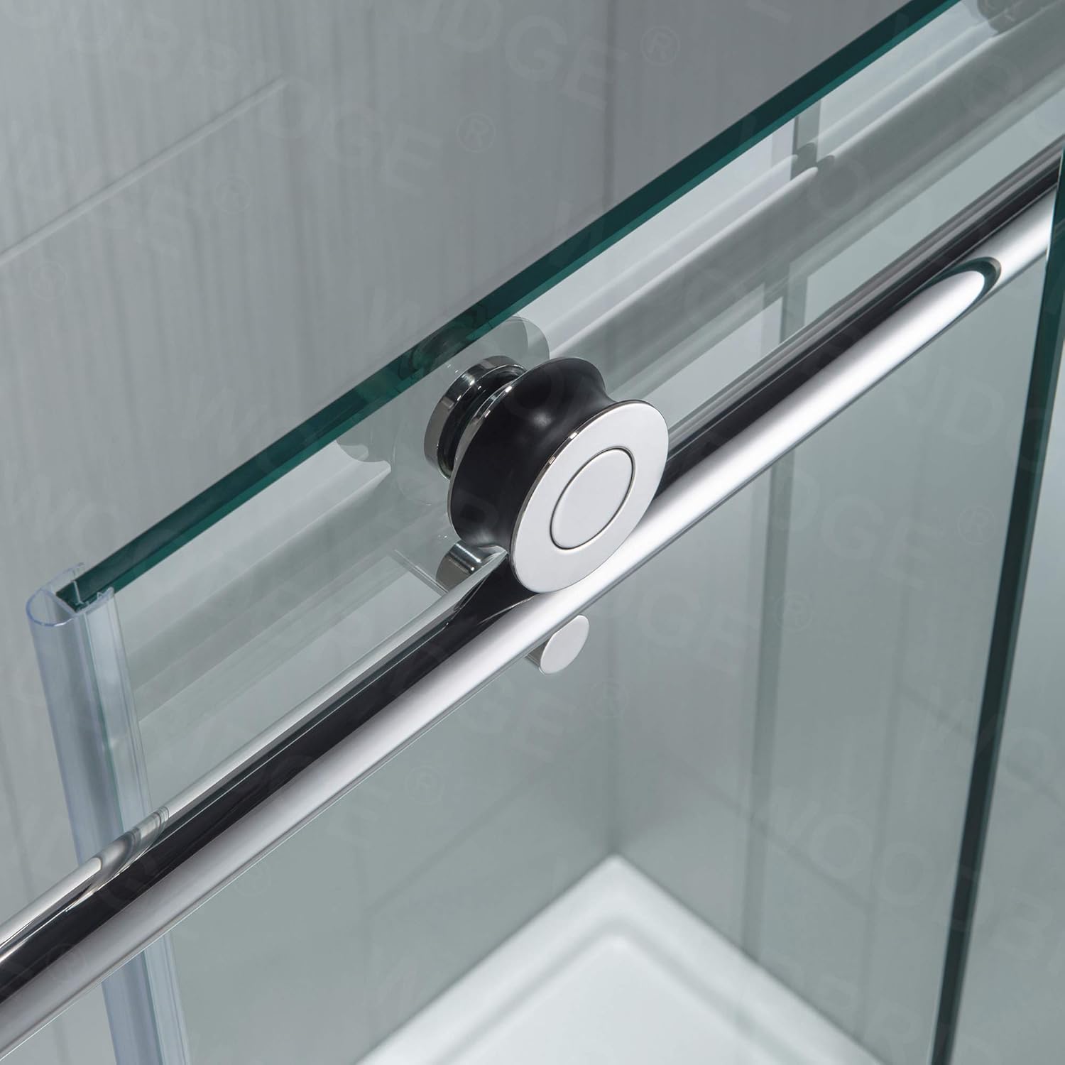 60'' Frameless Clear Glass Sliding Shower Door with Stainless Steel Frame