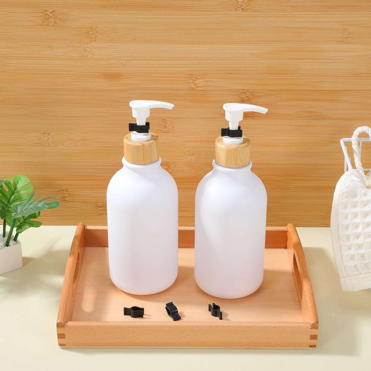 Garneck 30pcs Pump Dispenser Lock Clips: Leakproof Bottle Clips for Lotion Shampoo Oil Bottles Travel Cosmetic Pump Collar Lock Caps, Black PP Plastic image 3