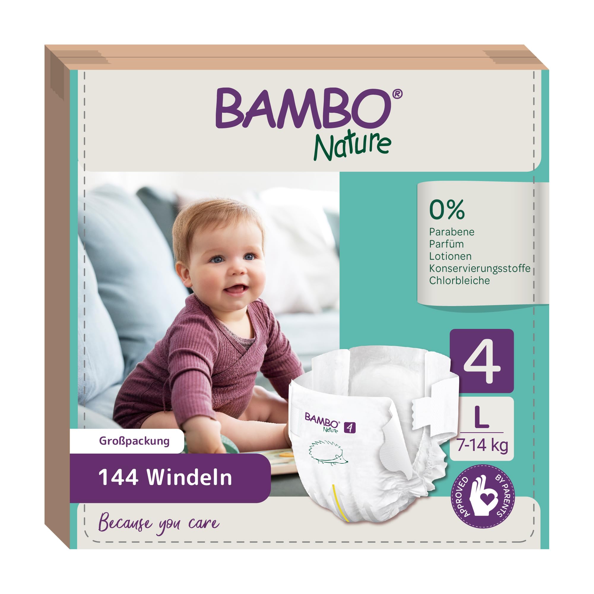 Bambo Nature Premium Eco luiers, milieuvriendelijke duurzame luiers, verbeterde lekbescherming, veilige en comfortabele babyluiers, veilig en comfortabel - maat 4 luiers (15-31lb/7-14 kg), Maxi, 24PK