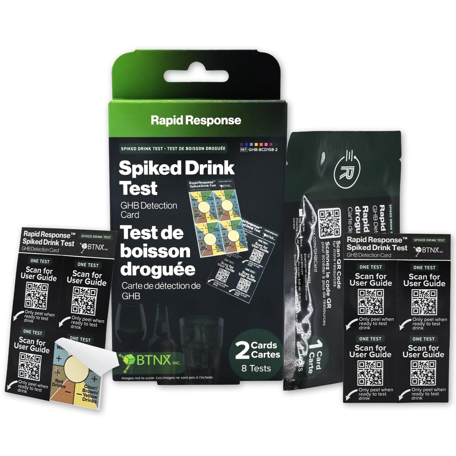 Rapid Response™ GHB Spiked Drink Testing Card Kits, 2 Pack (8 Tests)