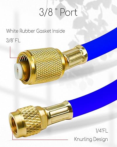 Miniatura 4 de Manguera de 38 pulgadas de diámetro azul para R410A y todos los refrigerantes comunes, manguera de refrigerante de presión de trabajo de 800 PSI 38