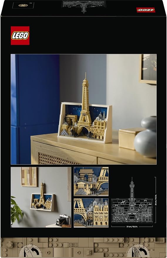 LEGO Architecture Paris – Aşıklar Şehri 21064 – Yetişkinler için Eyfel Kulesi, Notre Dame, Zafer Takı ve Louvre Müzesi Mimari Simgelerini İçeren Dekoratif Model Yapım Seti, Hediye Fikri (958 Parça)