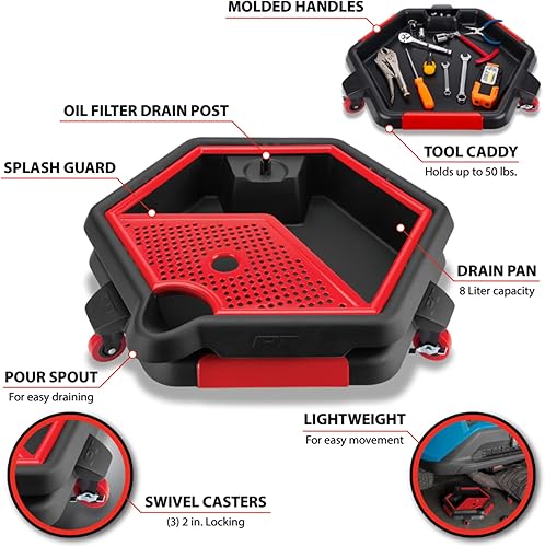 Miniatura 2 de Performance Tool W4074 2 in 1 Drain Pan and Tool Caddy - Conveniently Collects Oil and Organizes Tools for Automotive Repairs