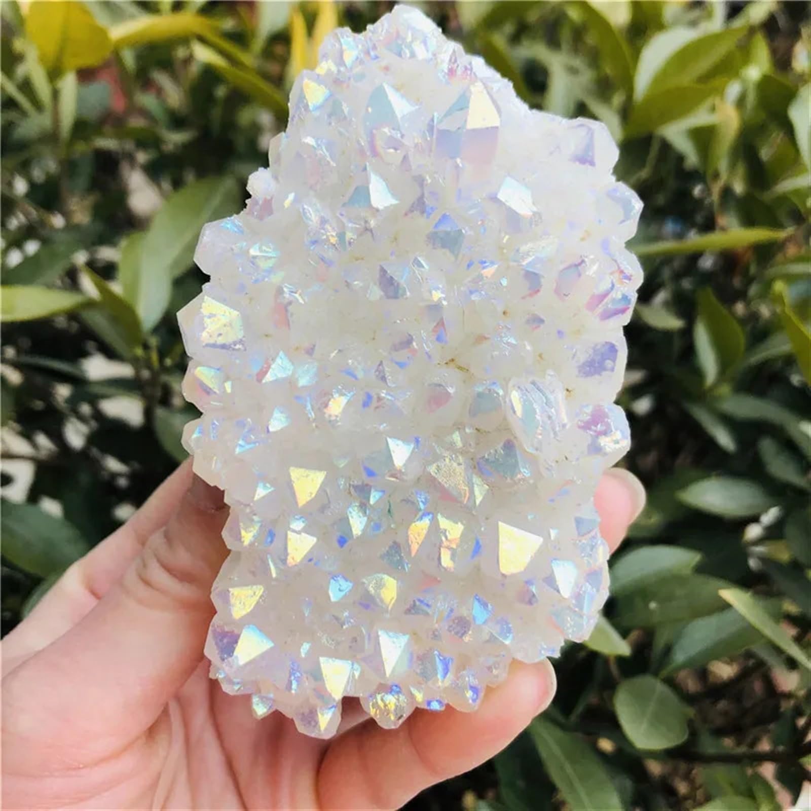 White Angel Aura Quartz Point Electroplated Crystal Cluster Ornaments (Size : 130-150g)