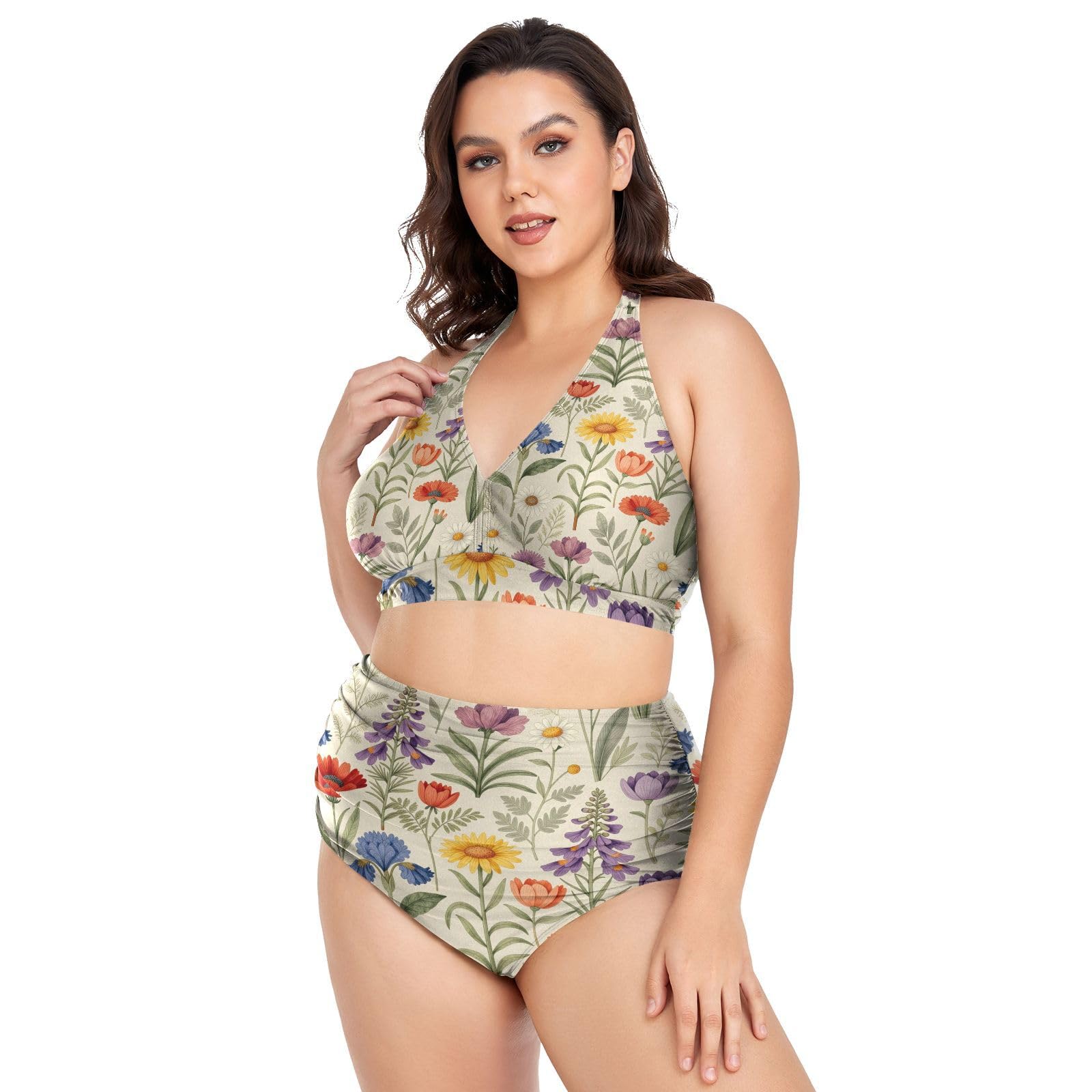 FRODOTGV Costumi da bagno donna taglie forti L-4XL | Materiale liscio e setoso, coppe imbottite rimovibili, senza fili, per viaggi tropicali e attività acquatiche vintage