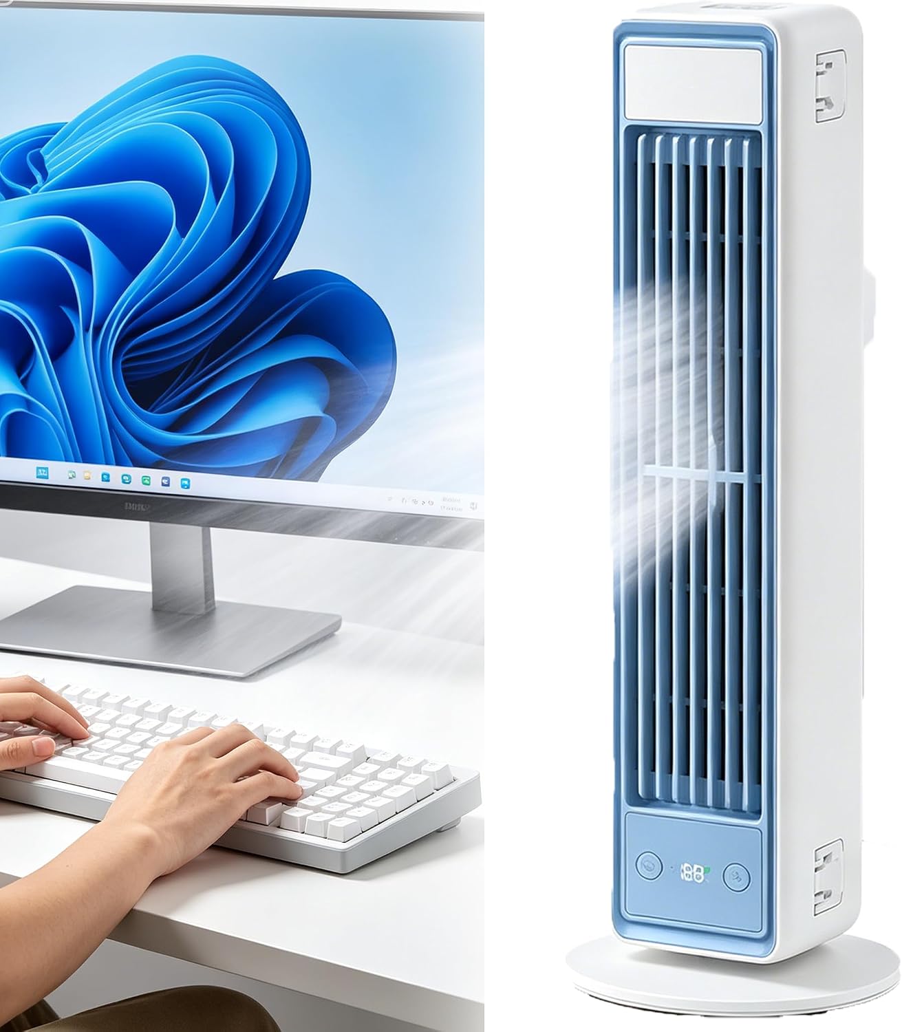 Cooling Personal Air Cooler, 2026 Upgrade Small Portable Evaporative Fan USB Rechargeable With Remote Control, Quiet Mini Tower Device For Home Bedroom Office Space Desktop