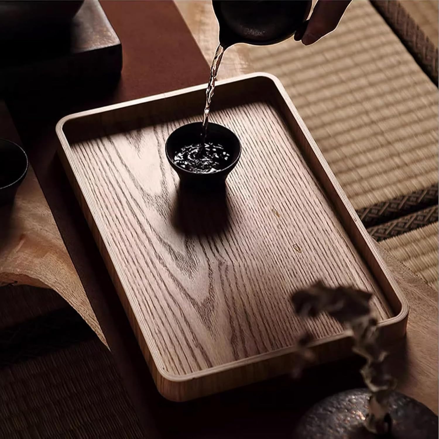 Amazon｜木製トレー カフェティー 丸盆 お盆 丸 取っ手付き ナチュラル