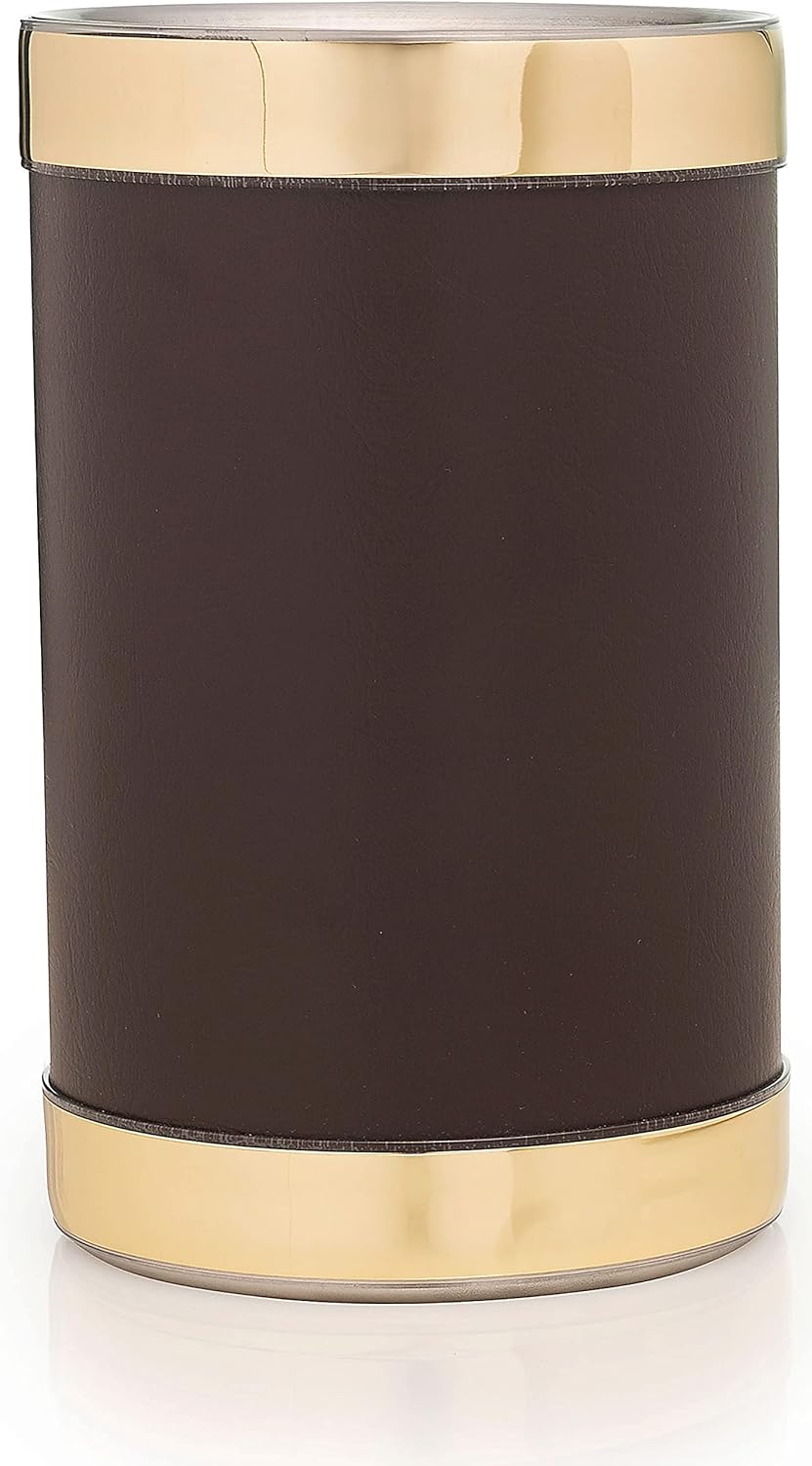Made In USA Double-Walled Insulated Stainless Steel Wine Chiller (Brown Leatherette)