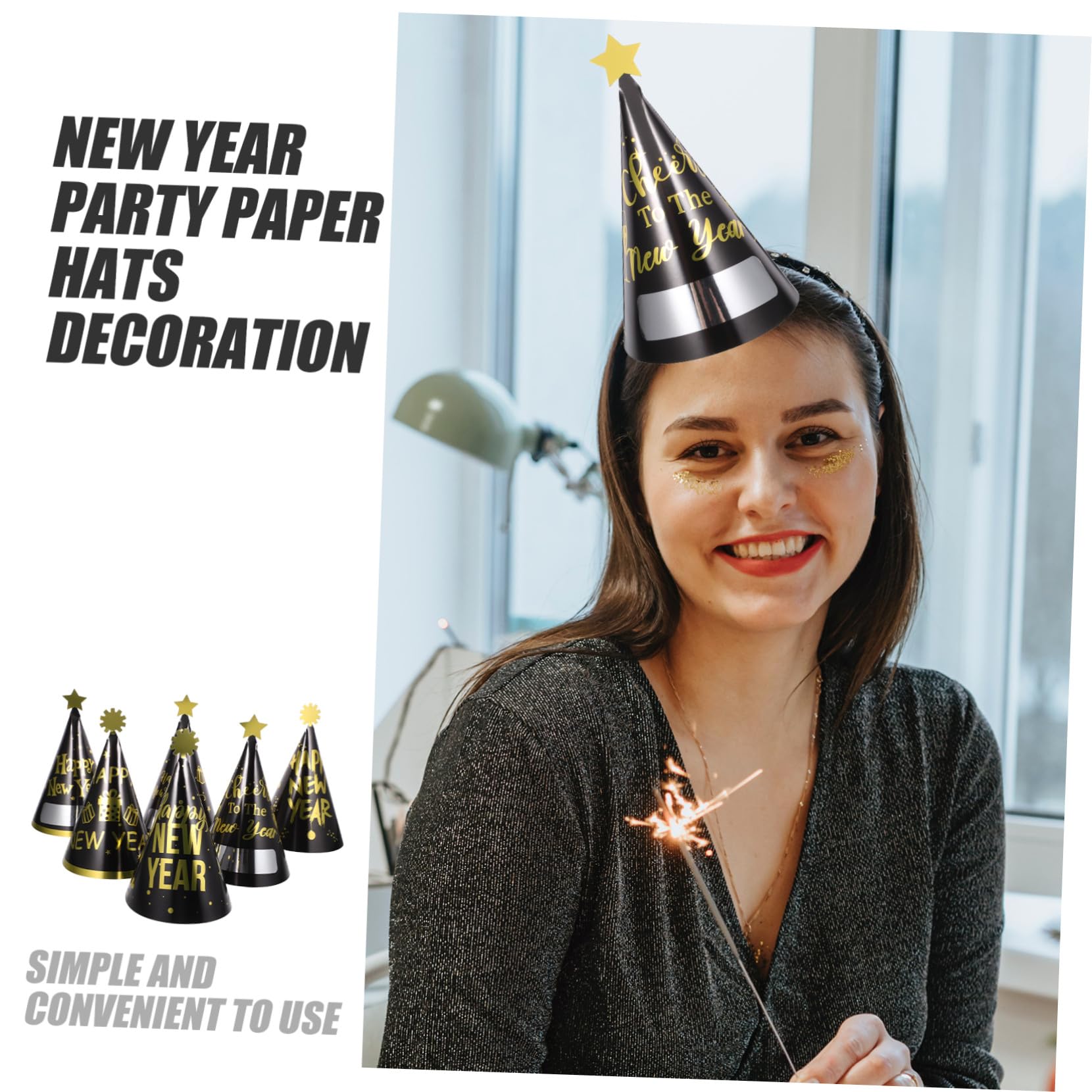 BESPORTBLE 60 Piezas Sombreros Cono para Fiesta de Año Unidades Decoración Ligera y para Celebración y Disfraces