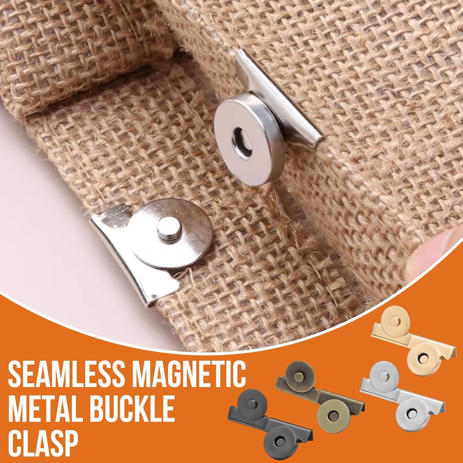 12Pair Snap Buttons Seamless Magnetic Buckle Clasp for Clothing, 4 Colors Magnet Buttons | No Sewing Required Bag Clip | Heavy Duty Metal Snap Fasteners for Bags, Curtains