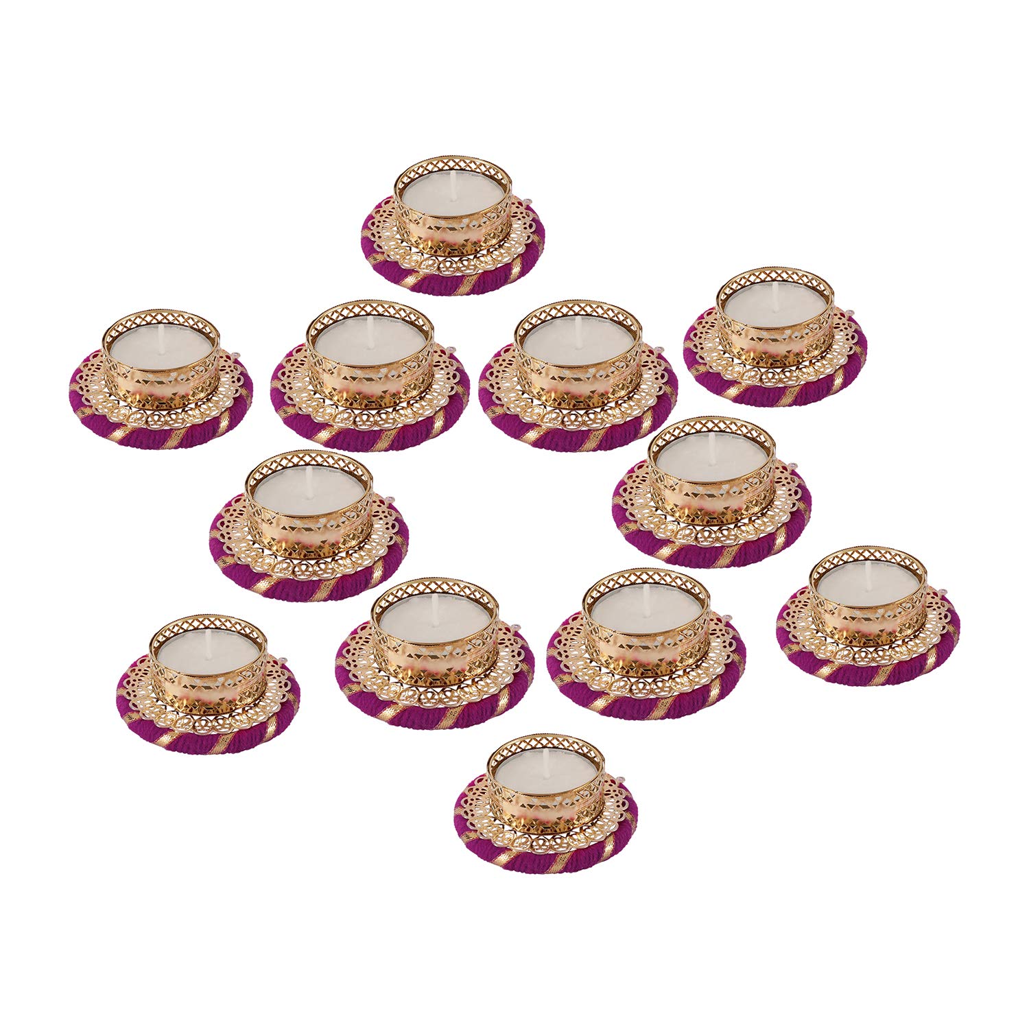 ACCESSHERAccessHer Diwali Diya Tealight Candle Holder/Diwali Home Decoration/Diwali Gift/Colorful Indian Decoration for Festivals Set of 12