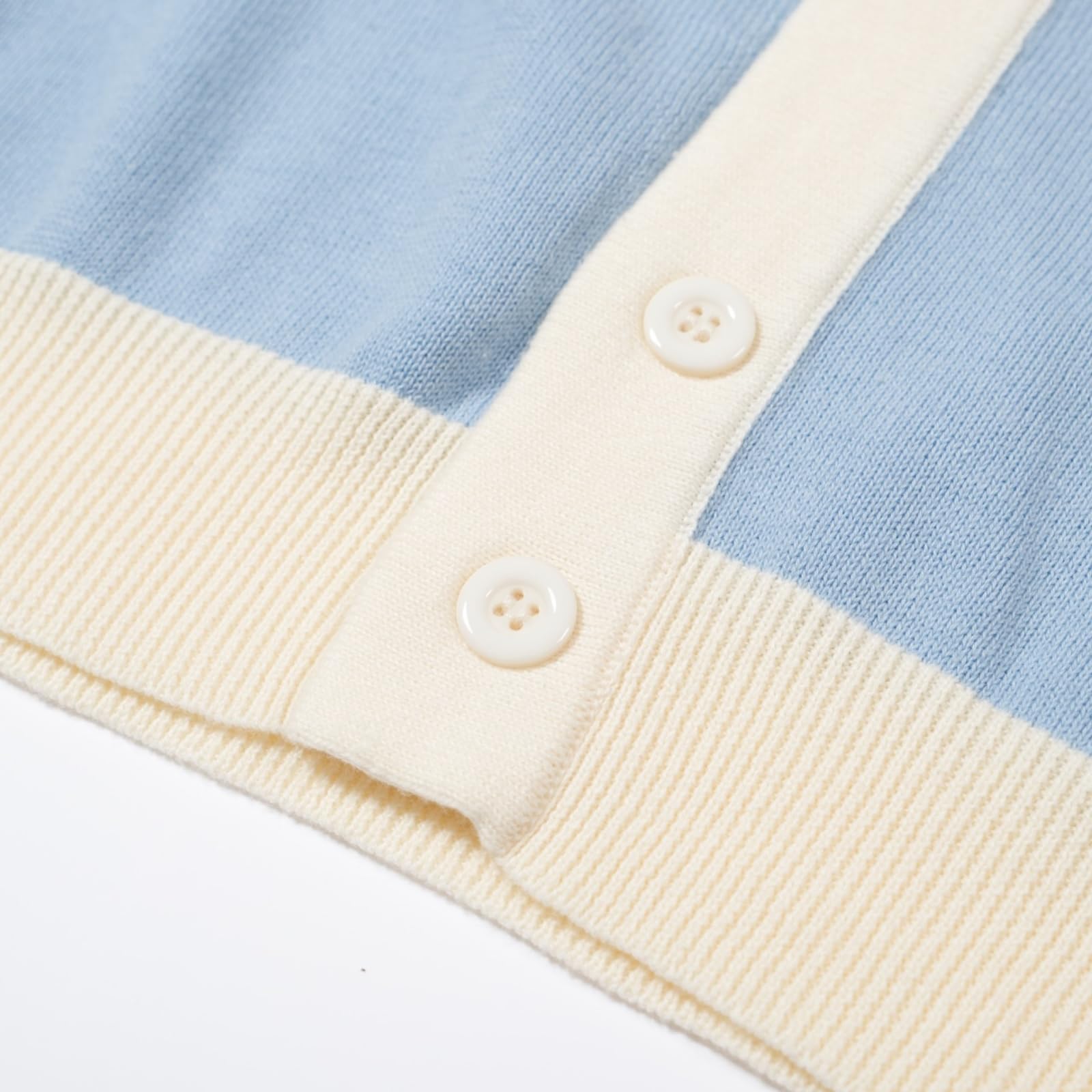 OXKnit Poloshirt Herren Kurzarm Lässiges Vintage-Stil der 1960er Jahre mit klassischen Knöpfen Blau Polohemd Shirt