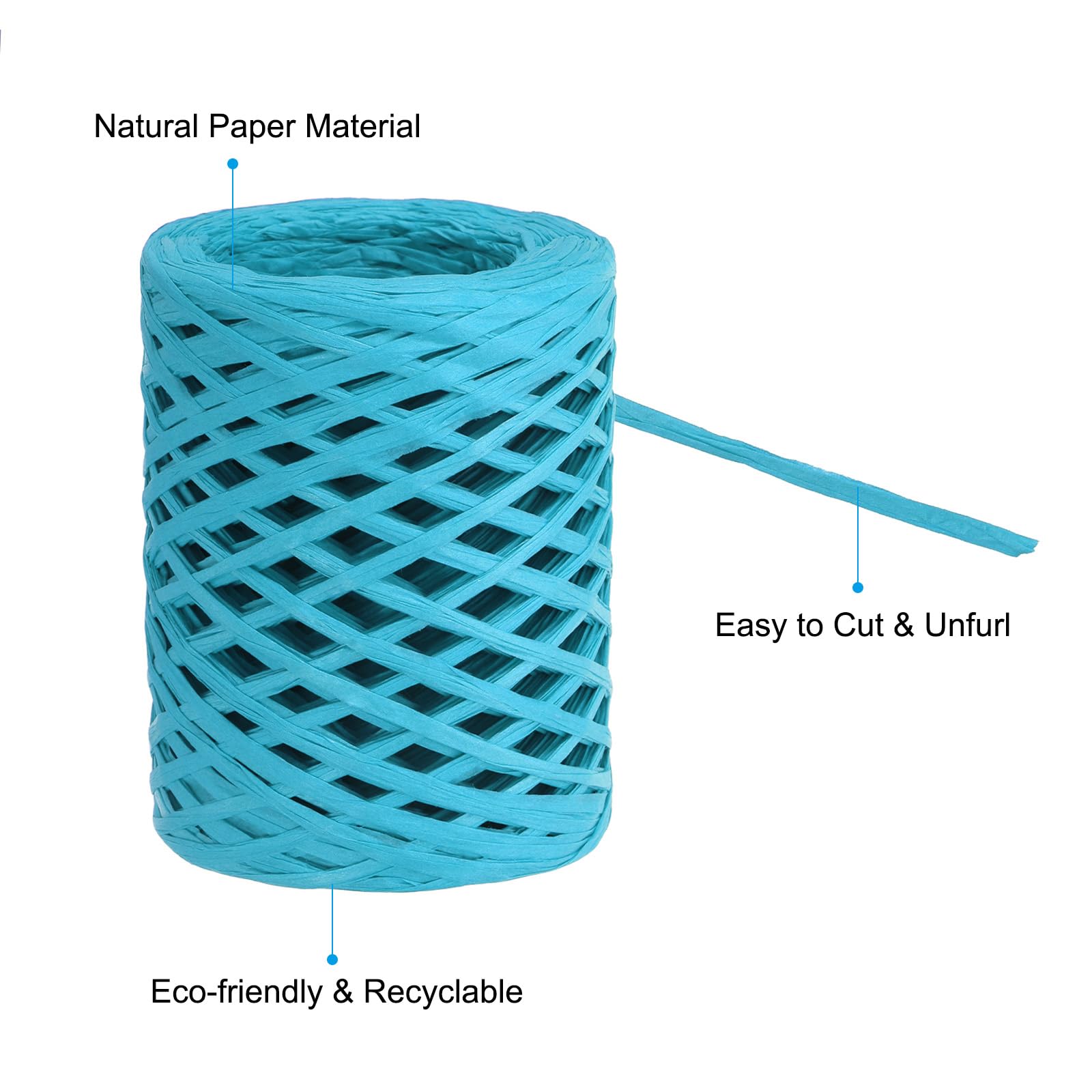 PATIKIL Raffia Ribbon 100 Yard, 1 Roll Natural Packing Paper Twine String for Crochet Box Wrapping Craft Holiday Decor Sky Blue - Image 3
