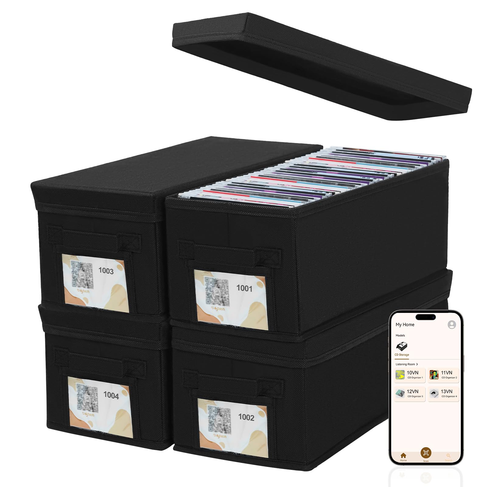 Amazon.com: tidytech CD Storage Boxes with Smart Labels,Dvd Case 4
