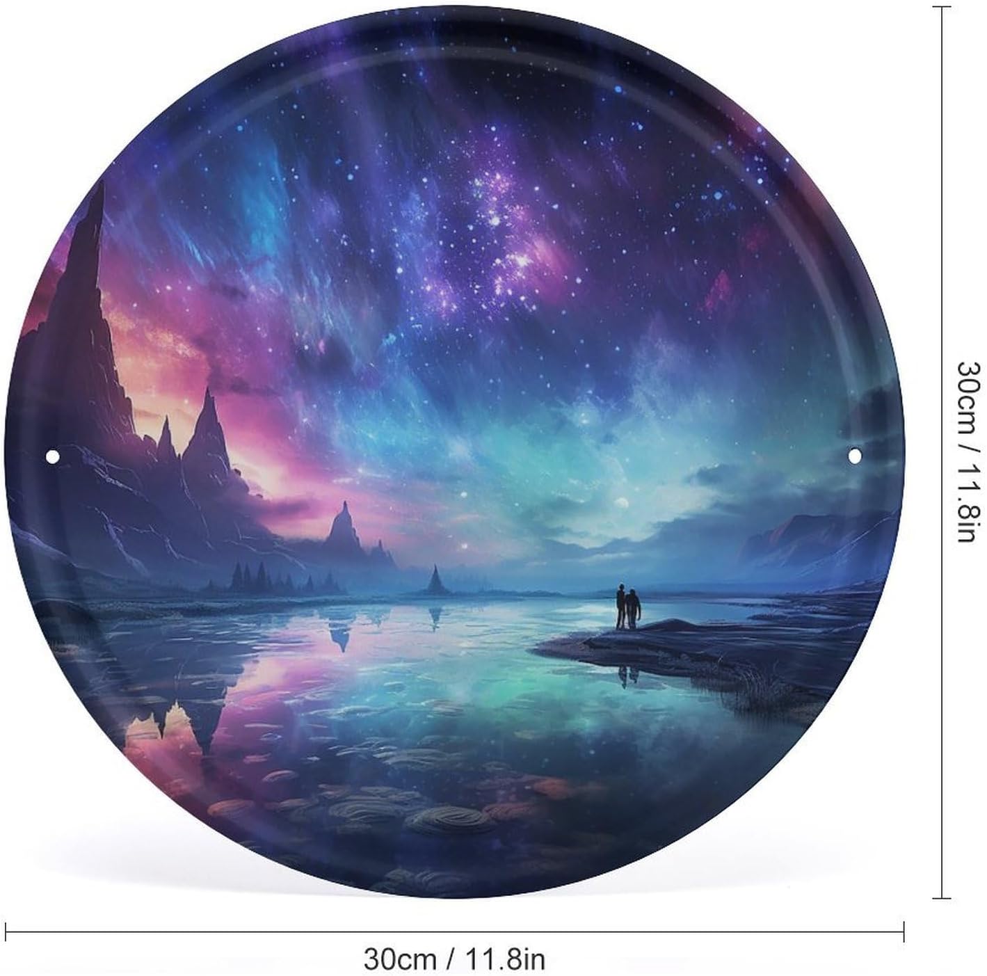 Round Northern Lights Metal Tin Sign for Office Bar Cafe Garage image 2