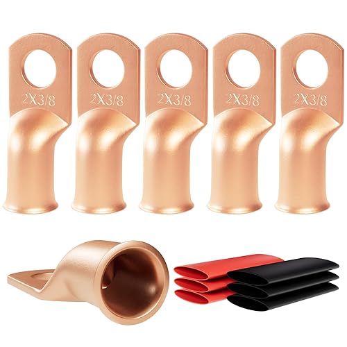 Miniatura 10 de Sanuke 10 terminales de batería 1/0 AWG-3/8, terminales de anillo de cable de alta resistencia, terminales de calibre 0, extremos de cable