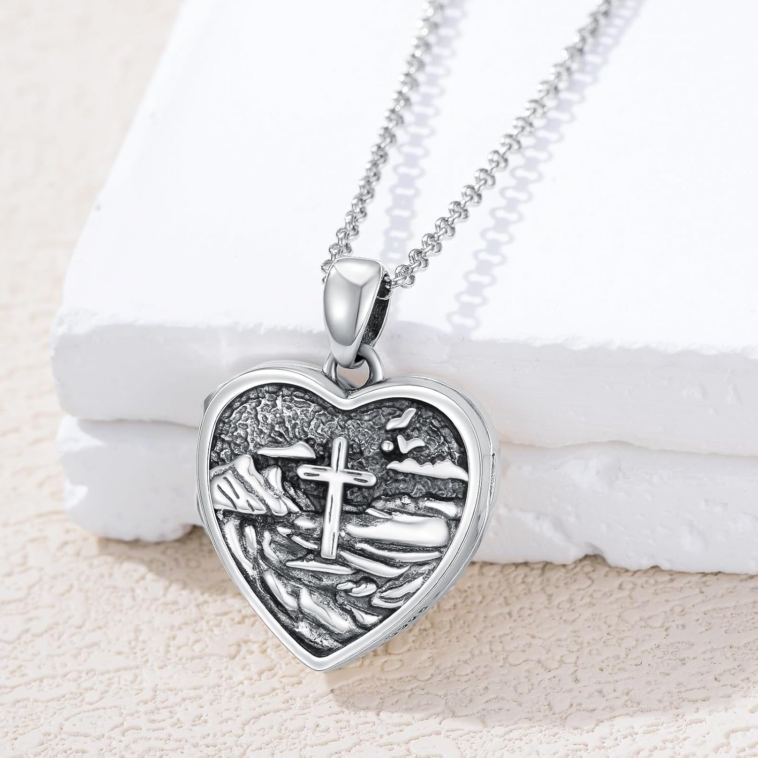 PROESS Sterling Silver Bee/Fairy Locket Necklace for Women that Hold 2 Pictures with Oxidized Flower Heart Locket Birthday Graduation Jewelry Gift