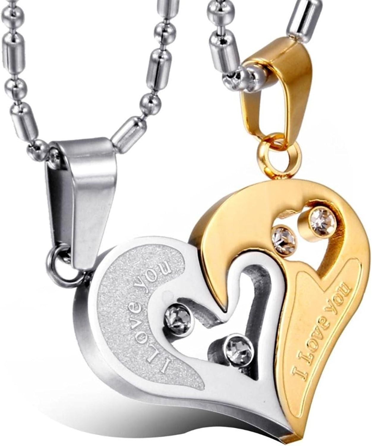 Yutii Our Heart Two Piece 316 Stainless Steel Couple Pendant Necklace Set For Men & Women