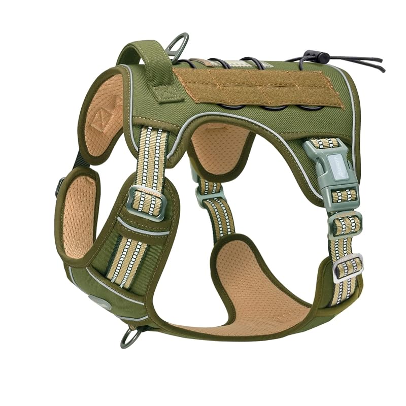 Peitoral tático ajustável para cães AUROTH com sistema MOLLE Verde tamanho M