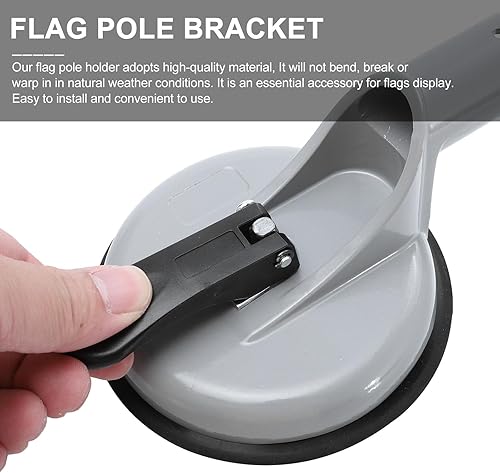 Miniatura 4 de DOITOOL Soporte de metal para poste de bandera, soporte para asta de bandera, soporte de ventosa para asta de bandera con ventosa, soporte para asta