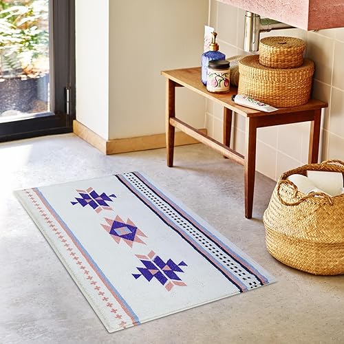 Miniatura 7 de SHIYUE Tapetes de baño bohemios, azteca, de lujo, geométricos occidentales, suaves, absorbentes, antideslizantes, de lana artificial, estilo rural,