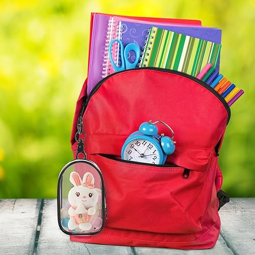 Miniatura 2 de Alasum 1 juego de bolsa de exhibición transparente con llavero portátil pequeña bolsa de almacenamiento de muñecas vitrinas con cierre de cremallera