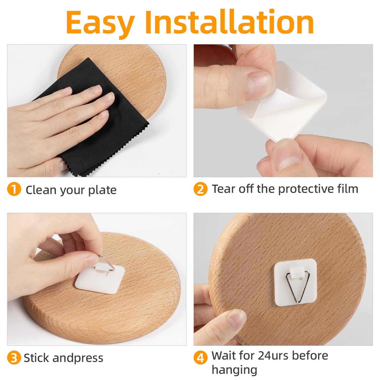 Adhesive Picture Hooks for Wall Hanging, Appendi Quadri Senza Chiodi, 30 Ganci Adesivi