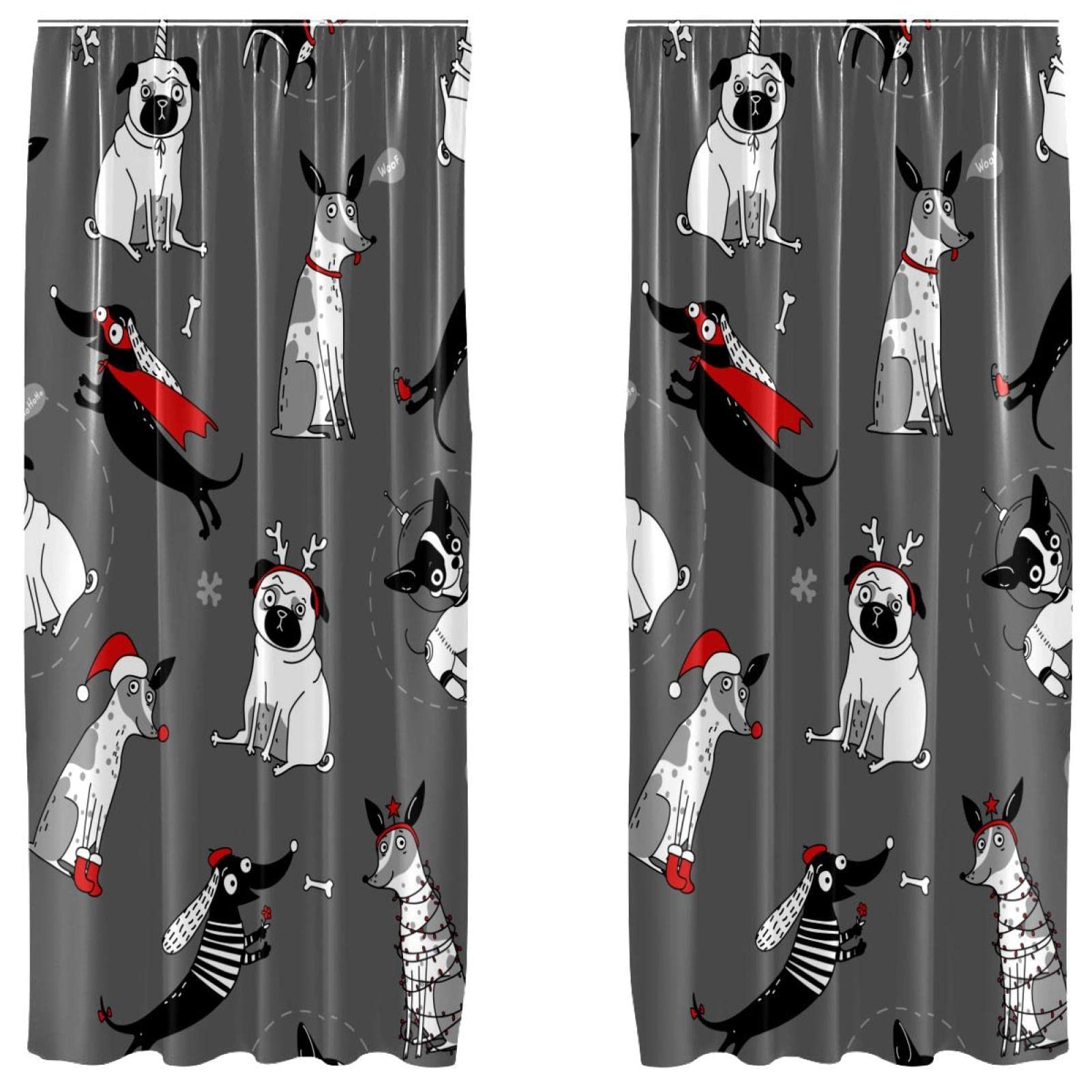 Paneles de cortinas para decoración de sala con estampado de árbol navideño lindo