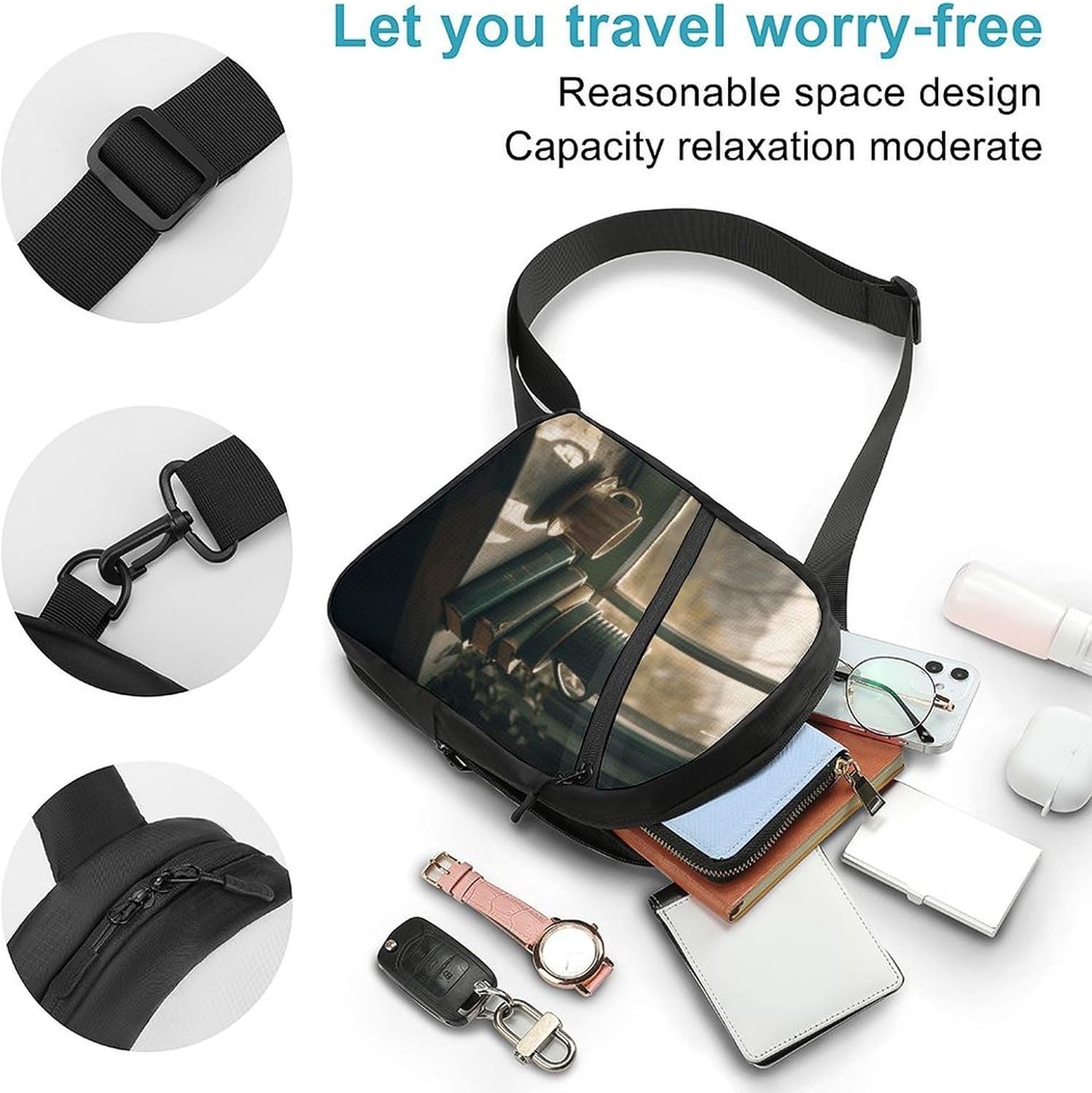 Books And Mugs Crossbody Backpack Sling Bag