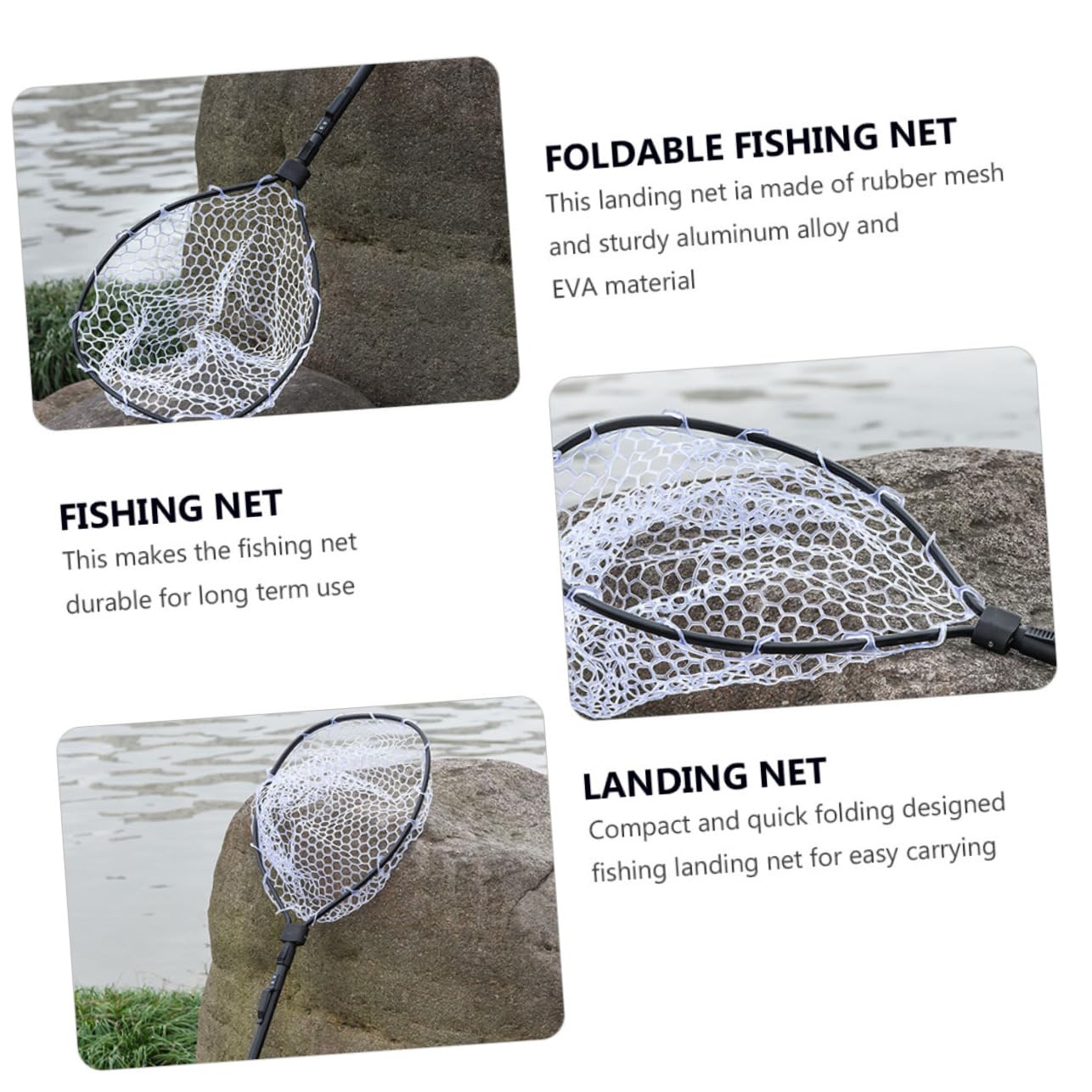 Anneome Pesca Equipo Plegable Salabre Pesca Materiales Duraderos Mango Antideslizante