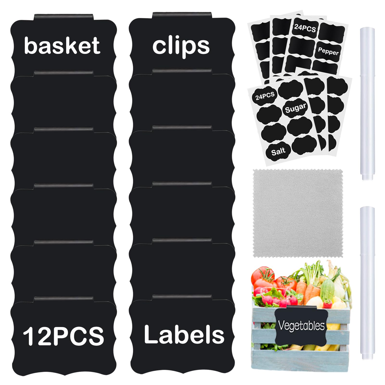 Clip-On Chalkboard Labels - Organize with Ease! Perfect for Baskets, Bins, and Containers - Clips Bin Labels & Chalk Tags