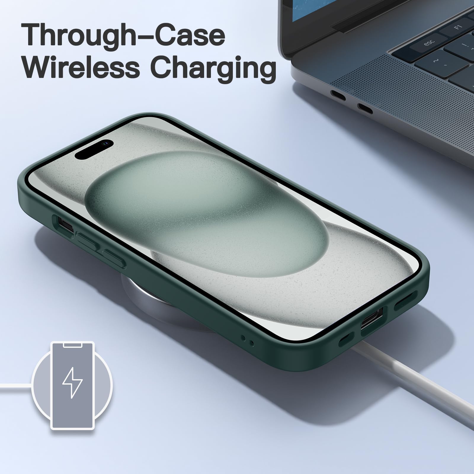 Custodia iPhone 15 Verde Scuro Ibrida Opaca | Cover Protettiva Premium
