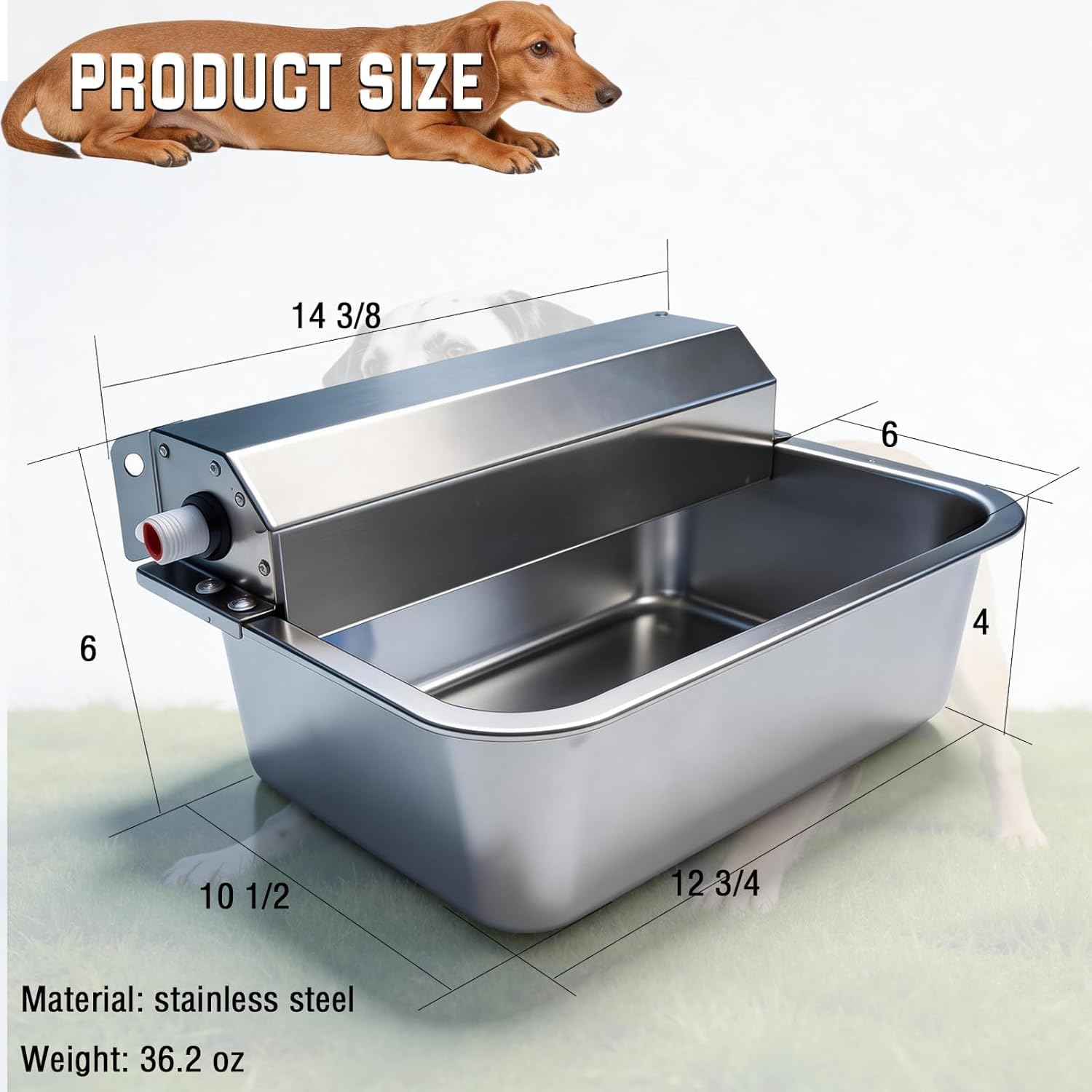 Distributeur d'eau Automatique pour Chien - 1.5 Gal/5.7 l - Intérieur/extérieur - Acier Inoxydable - Bétail, Animaux de Compagnie, Poulet