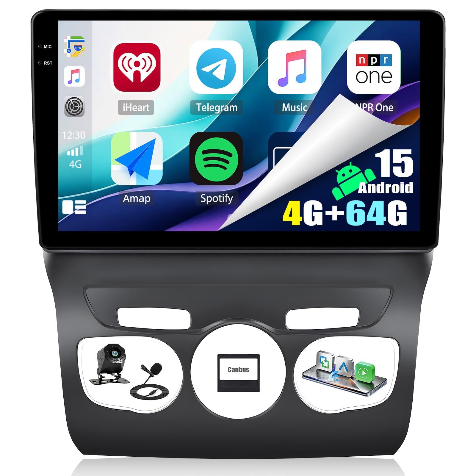 pour Citroen C4/DS4 2013-2016, Android 15, 4G+64G GOHHDL Autoradio pour Citroen C4/DS4 avec Carplay Android Auto, 10 Pouces Poste Radio Voiture 2Din avec GPS WiFi Bluetooth FM/RDS EQ SWC Caméra&MIC