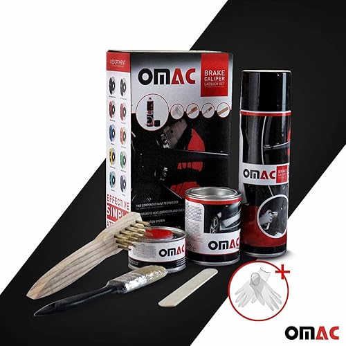 Miniatura 3 de OMAC Kit de pintura de pinza de freno de alta temperatura, revestimiento resistente al calor, sistema a base de pintura epoxi, negro de Nueva York