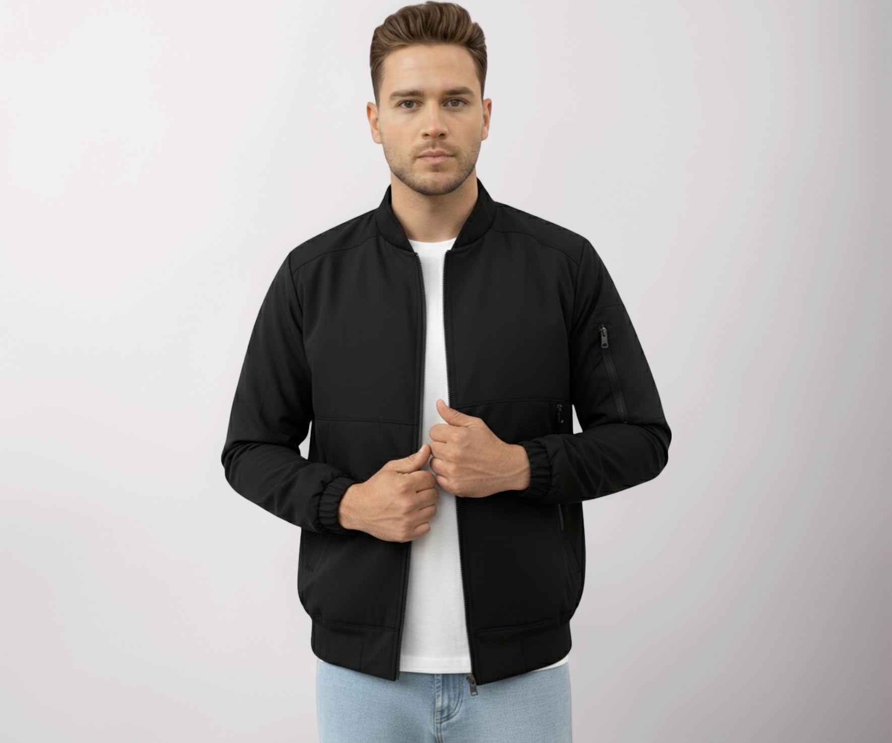 Buy GYMIFIC jacket for men Zipped Stand Collar, Windproof Poca