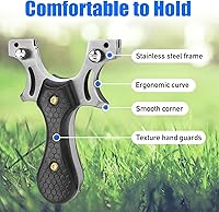 Vista 3 de Resortera, Resorteras de Acero Inoxidable para Adultos, Resortera para Caza y Práctica de Tiro, Viene con 3 piezas de Bandas de Goma Planas y un