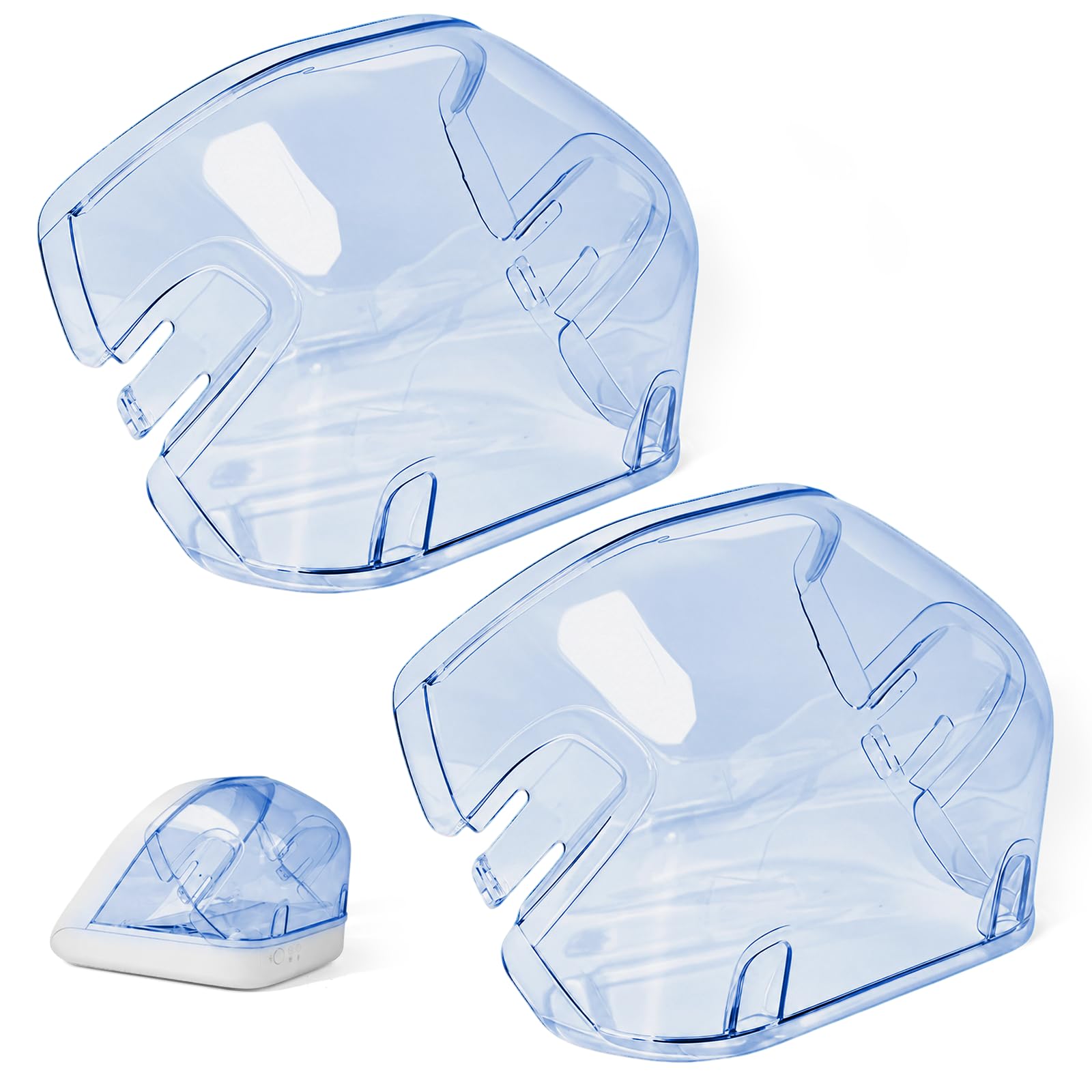 Pet Feeder Rear Cover for Micro Chip Cat Feeder, VinDox Prevent Pets From Accessing and Stealing Food From The Rear While Feeder Lid Open（Blue Transparent *2）