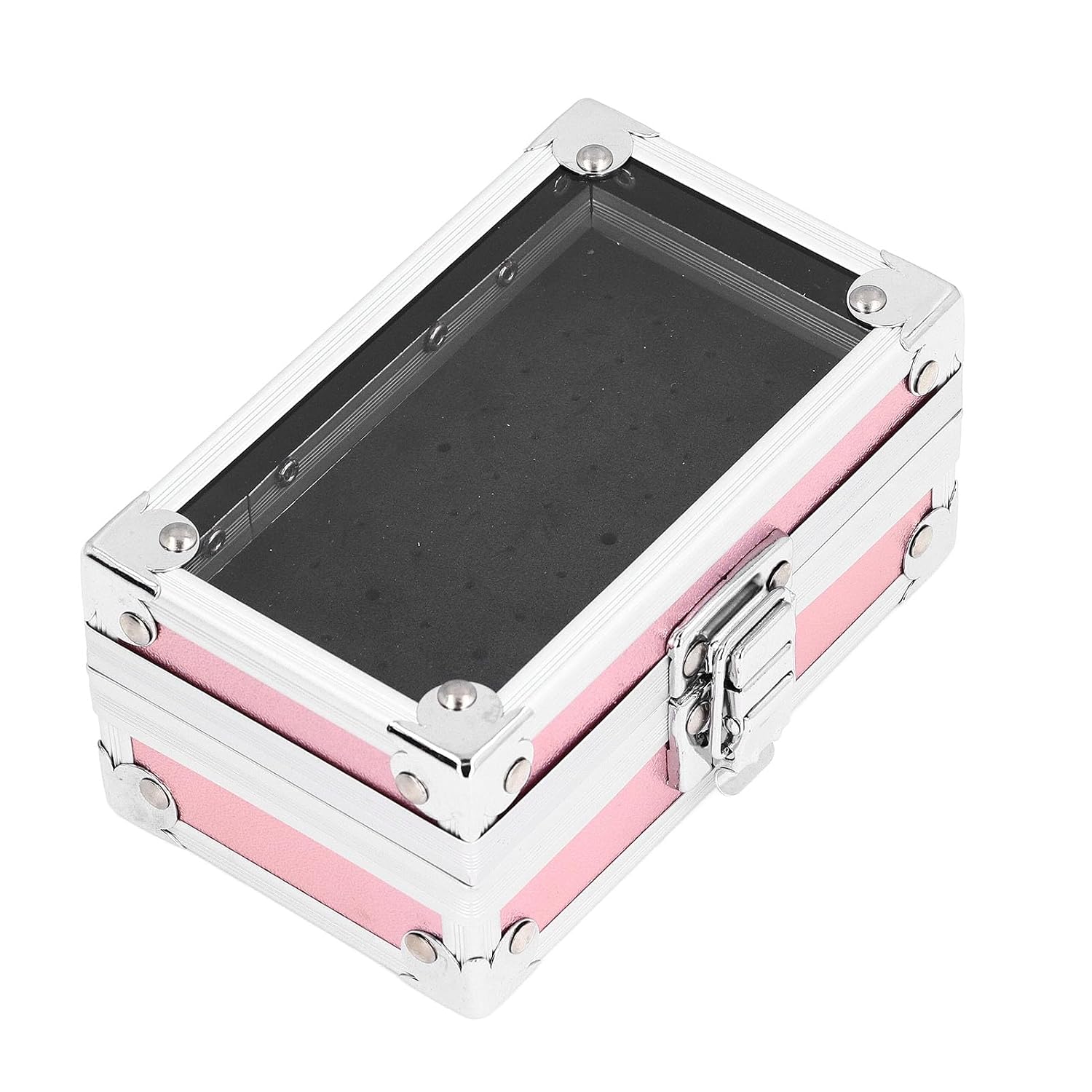Dioche Nail Drill Bit Holder Box with 25 Holes, Professional Aluminum Nail Bit Storage Organizer Case with Transparent Cover & Secure Lock for Salon Manicure Tools