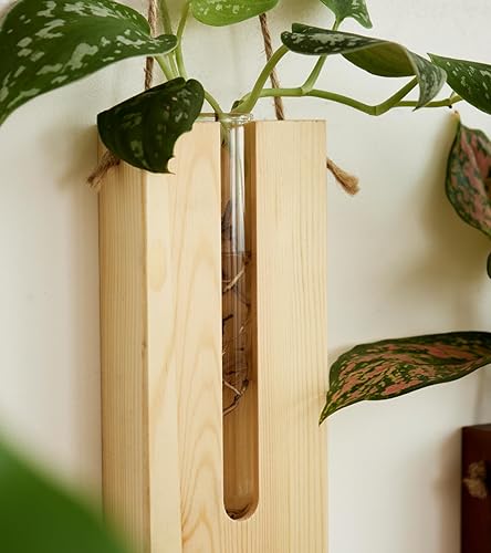 Miniatura 3 de Maceta de pared para interiores, florero de pared de flores bohemias, estación de propagación, maceta colgante de madera, macetas de pared para