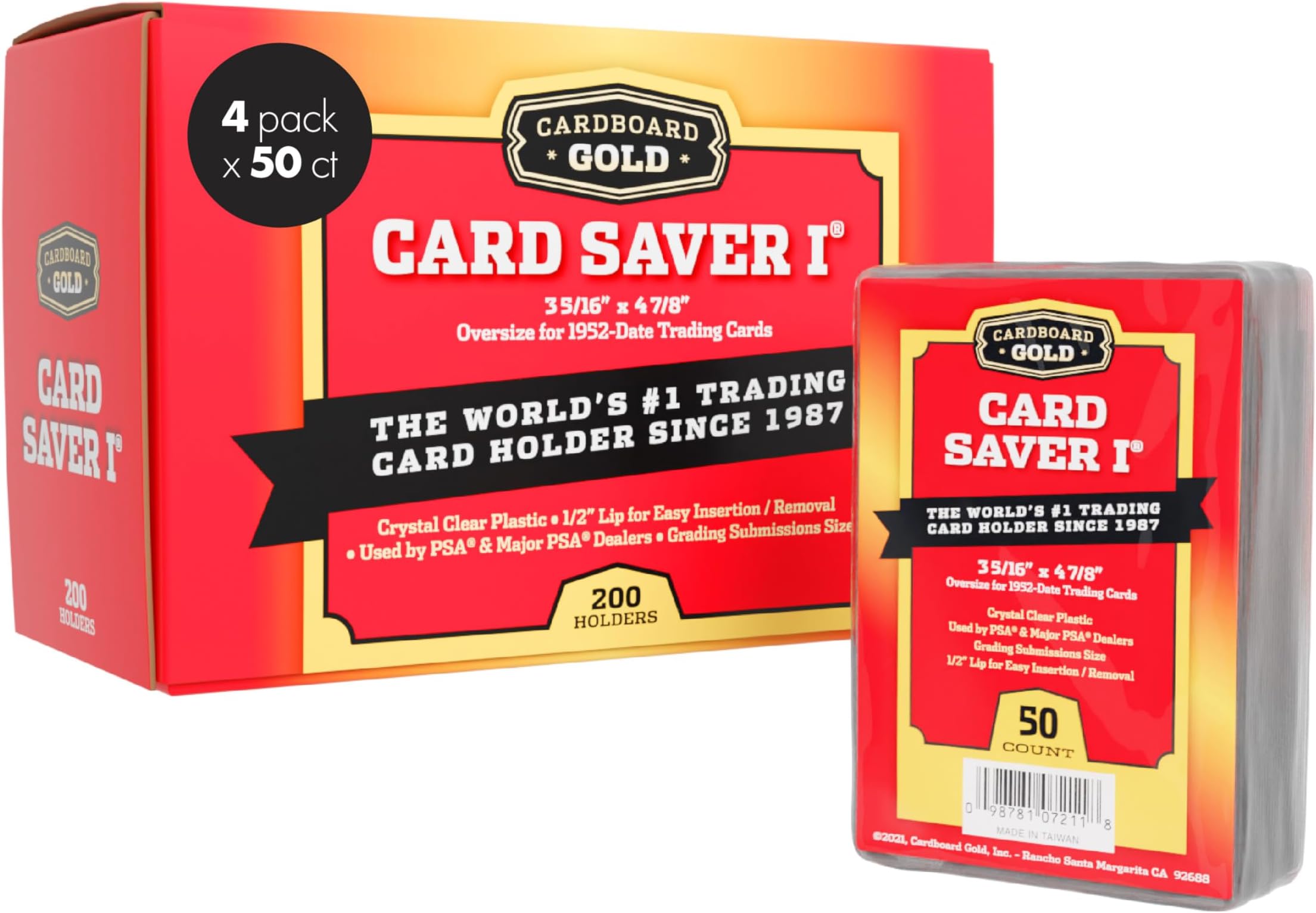 Cardboard Gold 200ct Card Saver 1 - Semi Rigid Sleeves Protectors - PSA - BGS - Graded Card Submissions