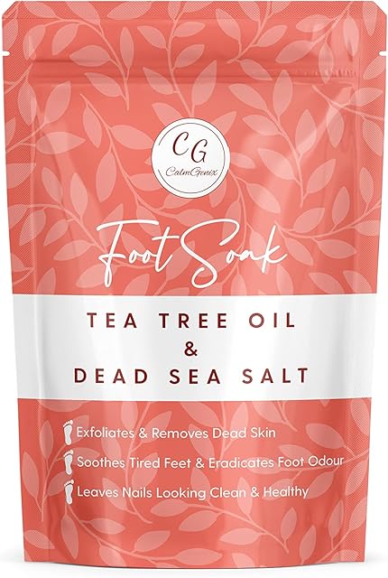 CalmGenix Foot Soak with Tea Tree Oil & Dead Sea Salt | Helps Treat Nail Fungus and Athletes Foot, Foot Spa Bath | Foot Moisturiser & Deodorizer Feet Soak | Exfoliating Foot Soak for Hard Skin